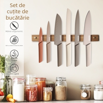Set de 13 piese de cuțite de bucătărie cu mâner PP, cuțit bucătar din oțel inoxidabil 3Cr13 și foarfece multifuncționale pentru uz casnic