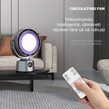 Ventilator USB mini silențios cu turbină puternică, ventilator de birou cu afișaj digital și reglaj continuu