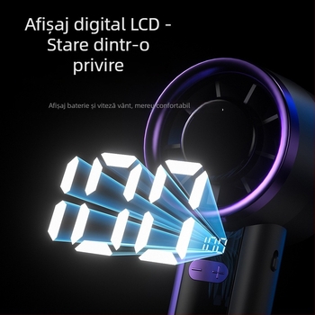 Ventilator nou de mână, cu suport pentru telefon, afișaj digital, încărcare USB, ventilator de birou pentru camping în aer liber