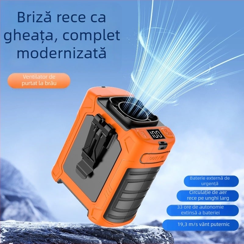 FS-31 Ventilator de talie pentru exterior, cu baterie încorporată de 6000mAh, ventilator portabil de răcire, 3 trepte
