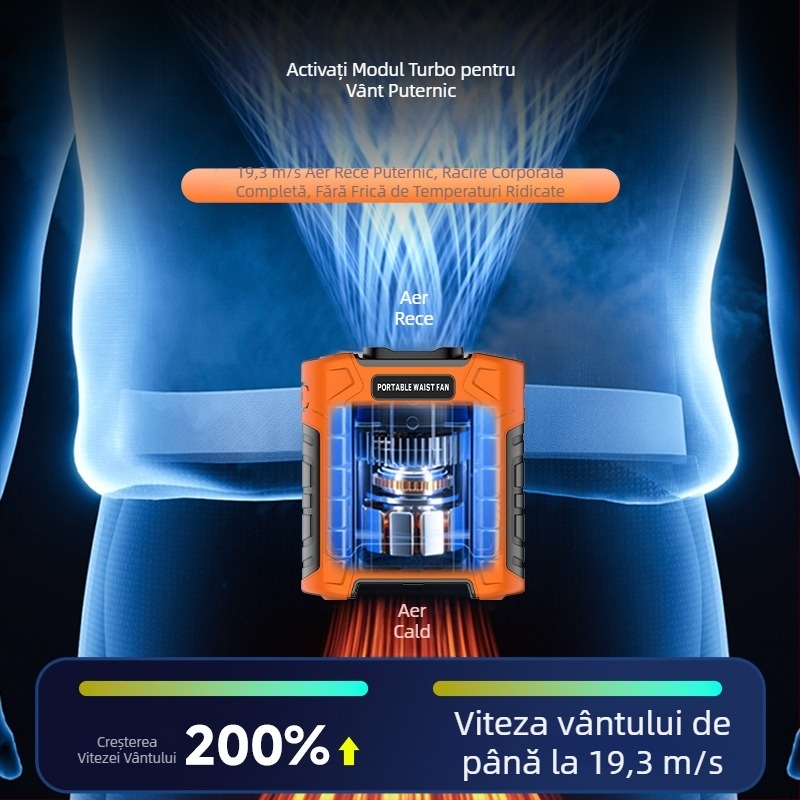 FS-31 Ventilator de talie pentru exterior, cu baterie încorporată de 6000mAh, ventilator portabil de răcire, 3 trepte