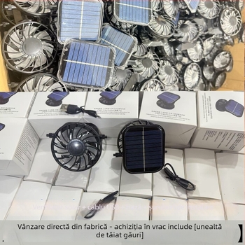 Ventilator alimentat cu energie solară, baterie USB reîncărcabilă, flux de aer puternic pentru răcire, ventilator electric portabil, multifuncțional