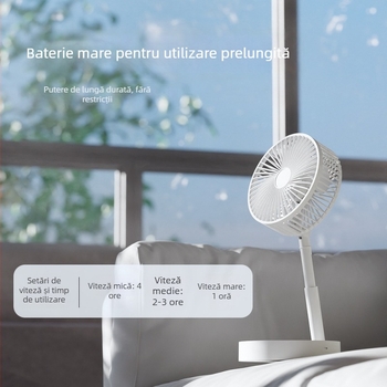 Ventilator USB pliabil telescopic, mini, de birou, portabil, cu 3 palete