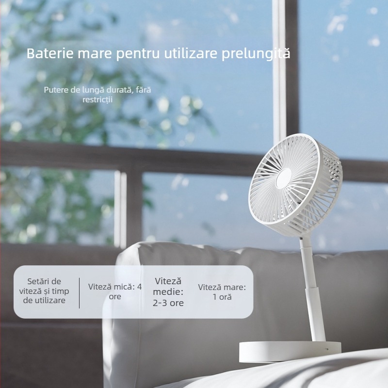Ventilator USB pliabil telescopic, mini, de birou, portabil, cu 3 palete