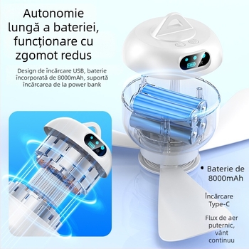 Ventilator mic suspendat USB, cu telecomandă, silențios, reîncărcabil, pentru camping și dormitoare