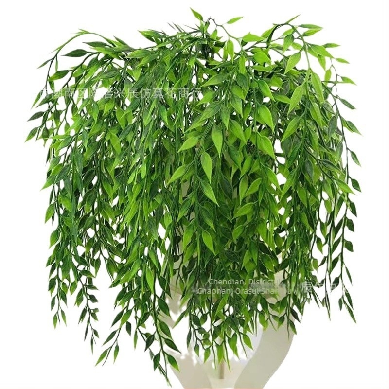 Viță artificială de salcie cu frunze verzi și flori din plastic – decor pentru perete și tavan