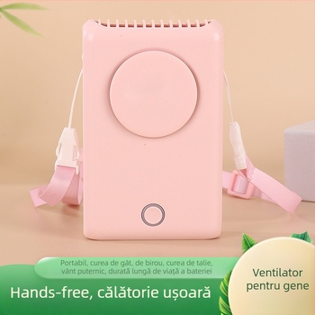 Ventilator mini reîncărcabil, fără palete, pentru gât și talie, pentru activități în aer liber, 3 trepte de viteză