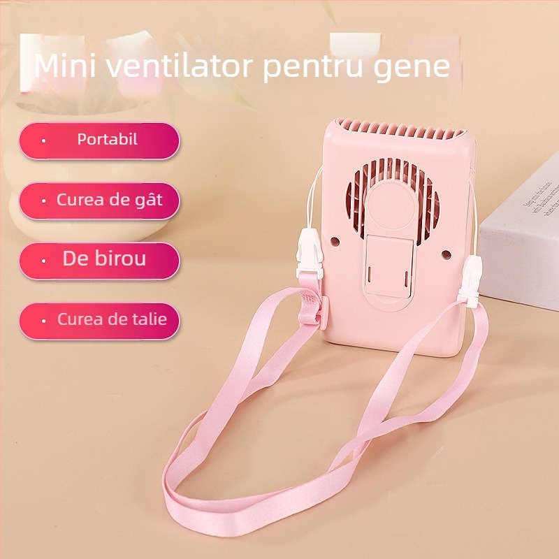 Ventilator mini reîncărcabil, fără palete, pentru gât și talie, pentru activități în aer liber, 3 trepte de viteză