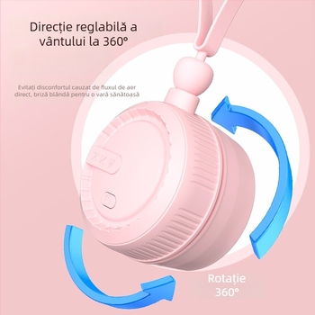 Ventilator de gât personalizat 2024, portabil, ultraușor, fără pale, încărcare USB, răcire silențioasă, compact pentru copii