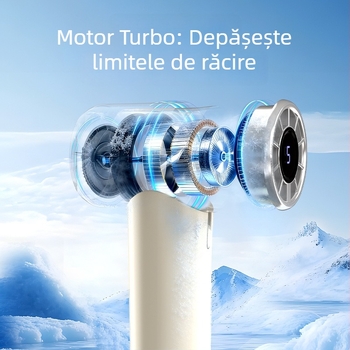 Ventilator de mână mini, turbina de înaltă viteză, 5 palete, baterie încorporată, ventilator USB pentru exterior