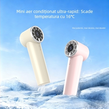 Ventilator de mână mini, turbina de înaltă viteză, 5 palete, baterie încorporată, ventilator USB pentru exterior