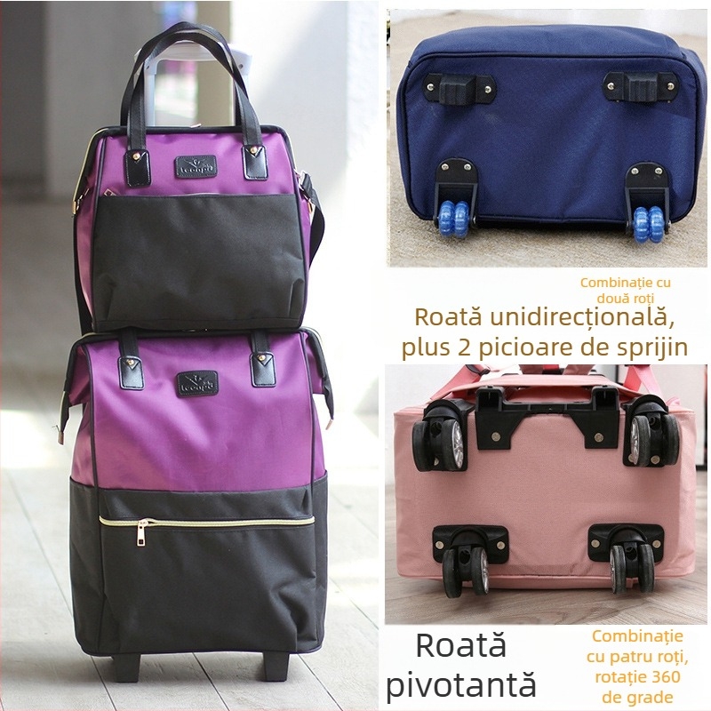 Rucsac de călătorie ușor, cu două bretele și roți omnidirecționale, capacitate mare, ușor de transportat