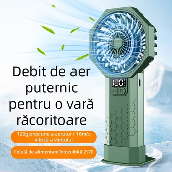 Ventilator portabil pentru exterior, cu motor brushless, afișaj digital și flux de aer puternic