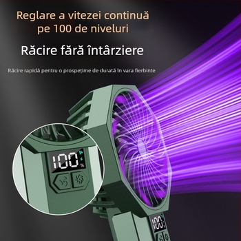 Ventilator portabil pentru exterior, cu motor brushless, afișaj digital și flux de aer puternic