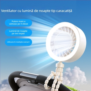 Noul ventilator de birou USB, reglabil pe unghi, în formă de caracatiță, cu lumină de noapte, portabil