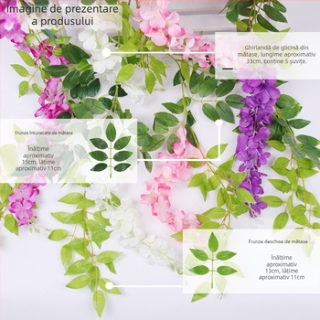 Liană artificială glicină - decor suspendat pentru perete, șir de flori din ratan