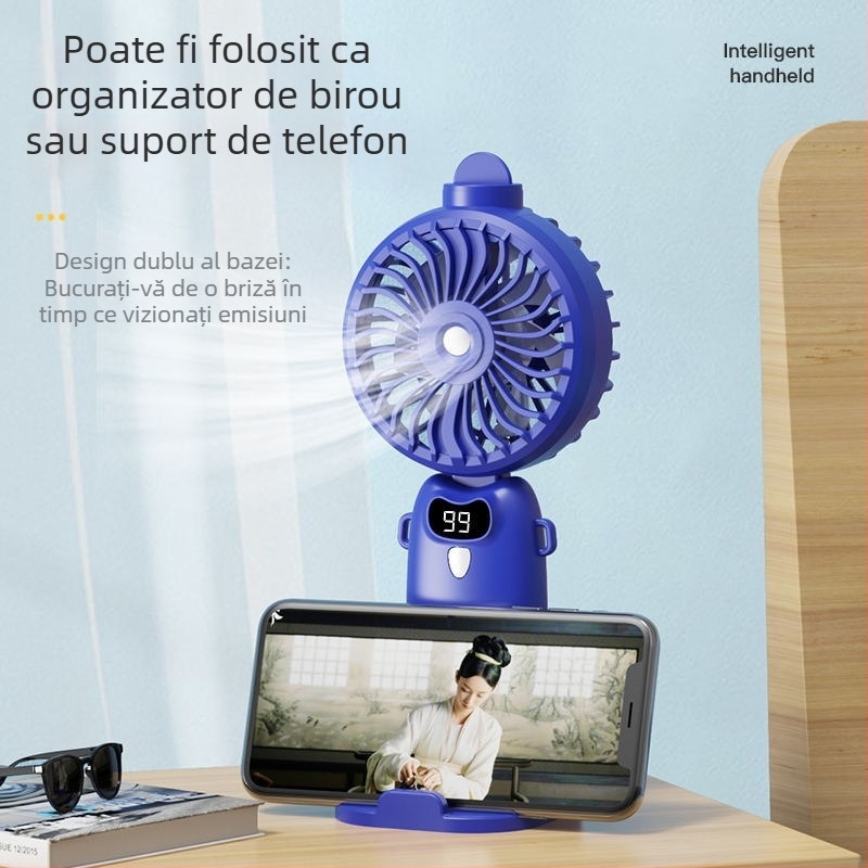 Ventilator portabil cu ceață de pulverizare, USB reîncărcabil, mini ventilator manual, răcire silențioasă, ideal pentru cămine