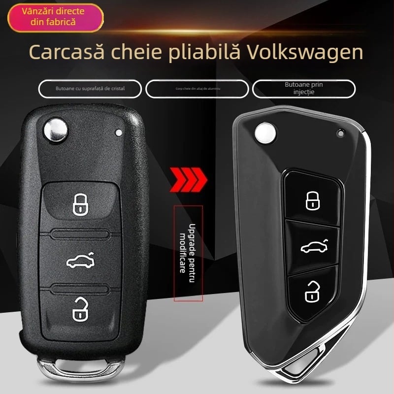 Carcasă pentru cheie pliabilă compatibilă cu Volkswagen Sagitar și Skoda Bora, 202AD, nou model, plastic ABS