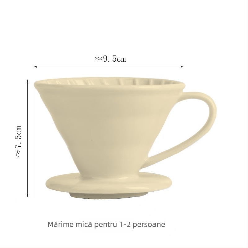 Set ceramic Nordic pentru cafea pour-over cu V60, filtru conic mare, cană de servire și cești, stil minimalist