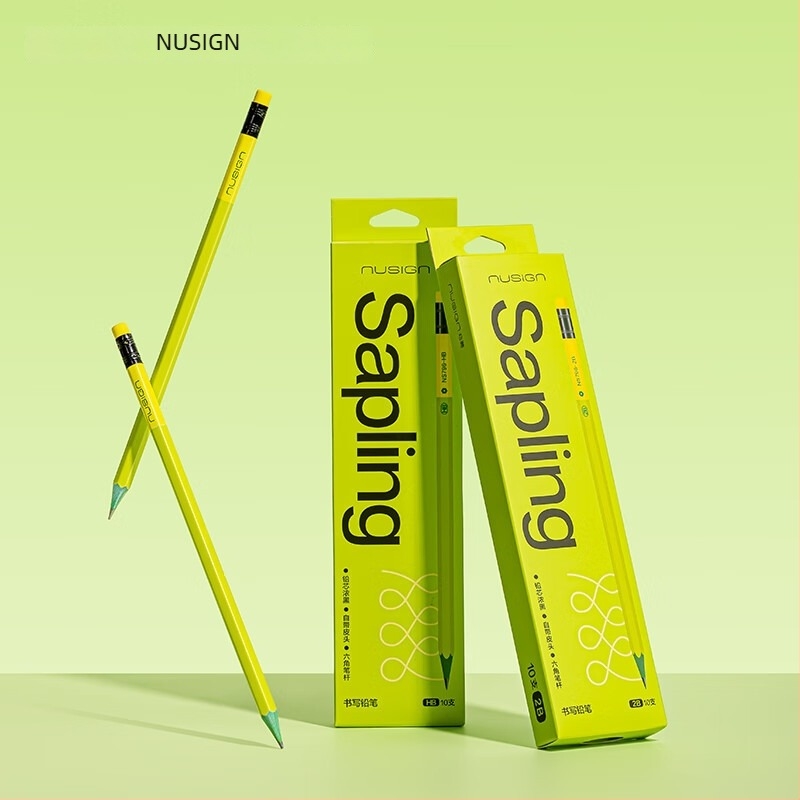 Deli NS796-HB Creion grafit verde cu gumă la cap, corp hexagonal din lemn, pentru examene, schițe și graffiti