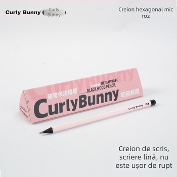 Curly Bunny Creion roz pentru clasa întâi, corp hexagonal HB, rezistent la rupere, creion 2B