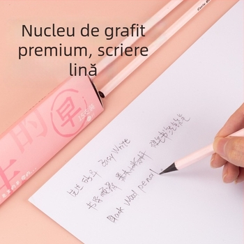 Curly Bunny Creion roz pentru clasa întâi, corp hexagonal HB, rezistent la rupere, creion 2B