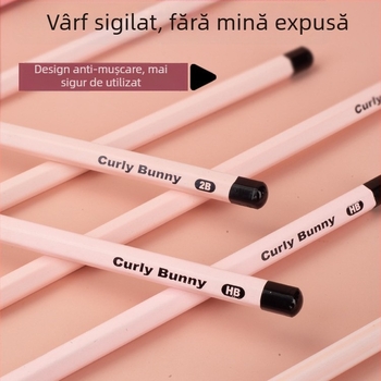 Curly Bunny Creion roz pentru clasa întâi, corp hexagonal HB, rezistent la rupere, creion 2B