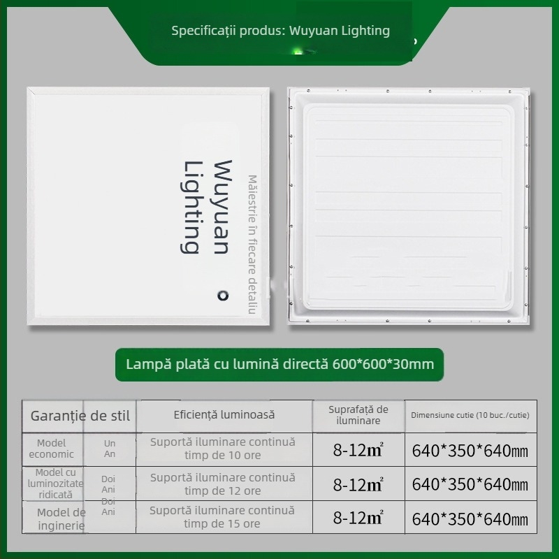 Lampa panou LED 600x600, plafon încastrat