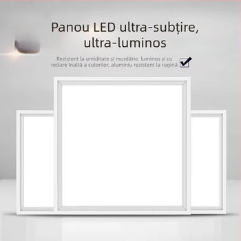 Lampă LED plată 600x600, montată în tavan pentru birou, panou din aluminiu