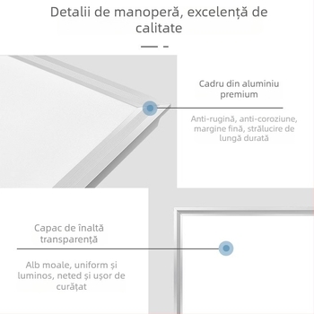 Lampă LED plată 600x600, montată în tavan pentru birou, panou din aluminiu