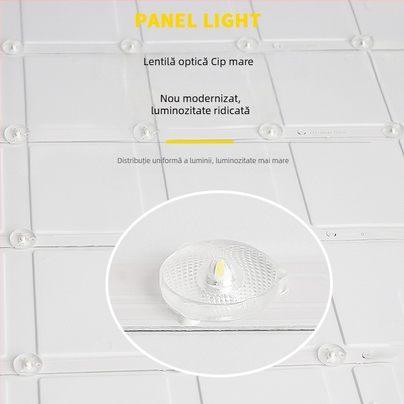Lampă LED plată 600x600, montată în tavan pentru birou, panou din aluminiu