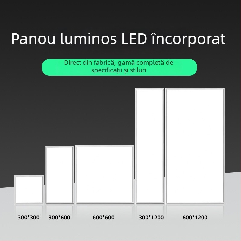 Panel LED pentru tavan – lampă încastrată pentru baie și bucătărie, dimensiuni 600×600, 300×600, 300×300, carcasă din aluminiu, 220V, fără reglaj, CRI 80–90, viață 50.000 h