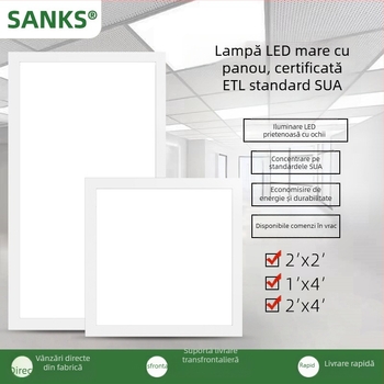 Three Pines panou LED pentru plafon încastrat, dimensiuni 2x2 ft, 1x4 ft, 2x4 ft, 5000 lm, 20-50 W, CRI 80, 110-120 V