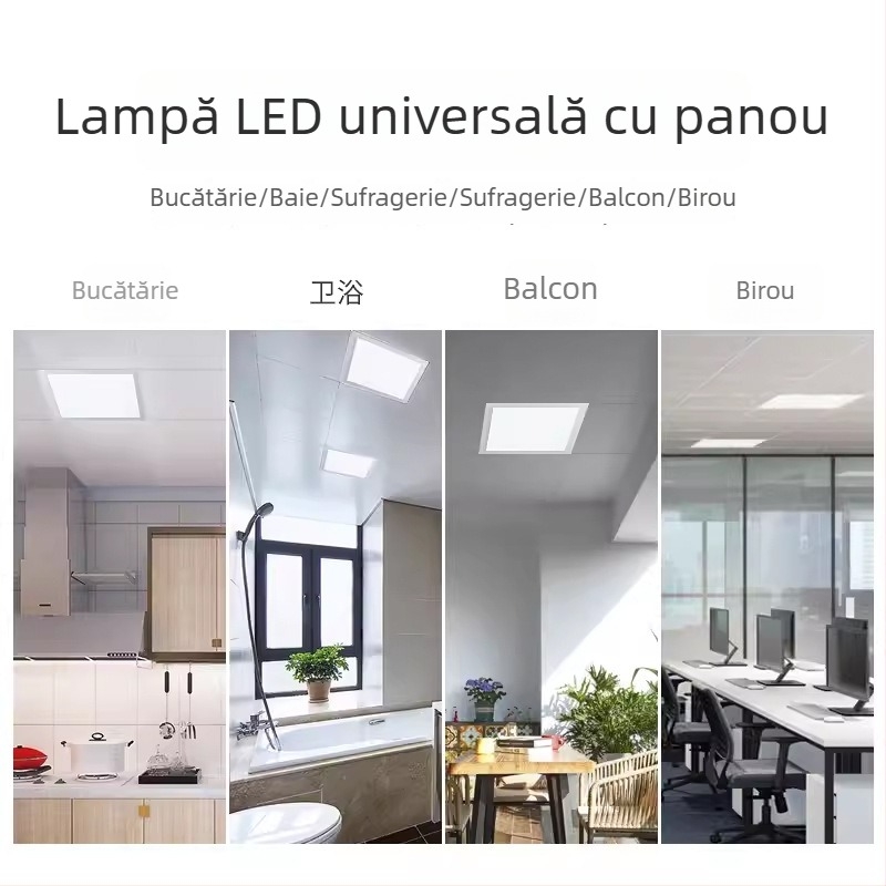 Three Pines panou LED pentru plafon încastrat, dimensiuni 2x2 ft, 1x4 ft, 2x4 ft, 5000 lm, 20-50 W, CRI 80, 110-120 V