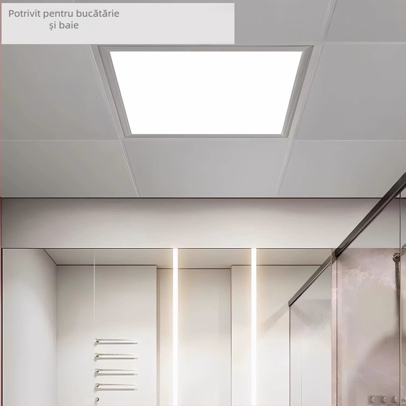 Lumină panou LED plată 600x600, tavan integrat 60x60, vată minerală din ipsos