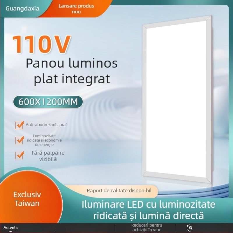 Triac tiristor 110V panou LED pentru tavan integrat, 120×60 cm, cu cadru din oțel ușor și placă din vată minerală