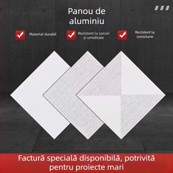Panouri de plafon din aluminiu 300x300 și 600x600, plăci fonoabsorbante pentru școli, fabrici, spitale și birouri – sistem de tavane integrate