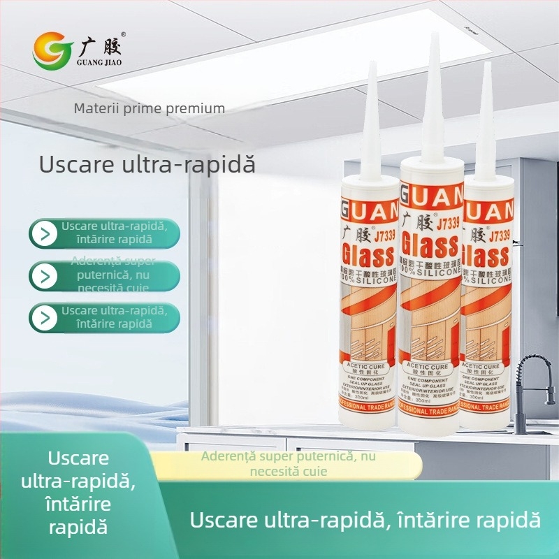 Adeziv din silicon acid pentru sticlă – sigilant transparent pentru plafonul integrat, pastă de reparații cu uscare rapidă