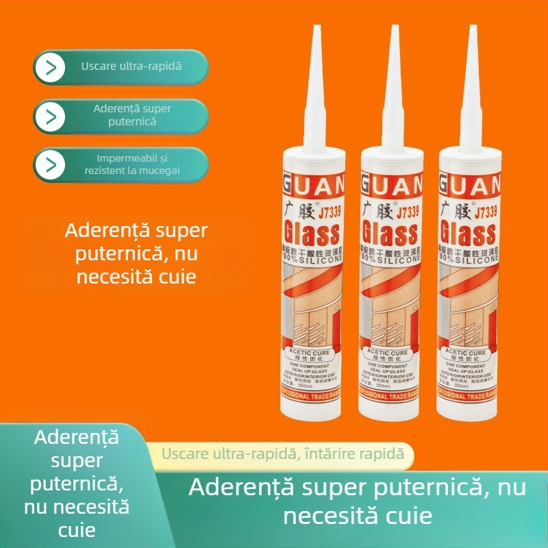 Adeziv din silicon acid pentru sticlă – sigilant transparent pentru plafonul integrat, pastă de reparații cu uscare rapidă