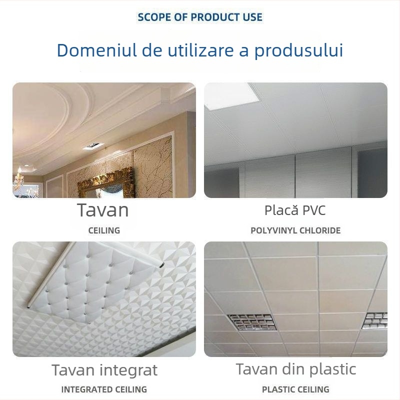 Curățitor de plafon pentru bucătărie și baie – panouri PVC integrate din aluminiu, îndepărtarea petelor și dezinfectare