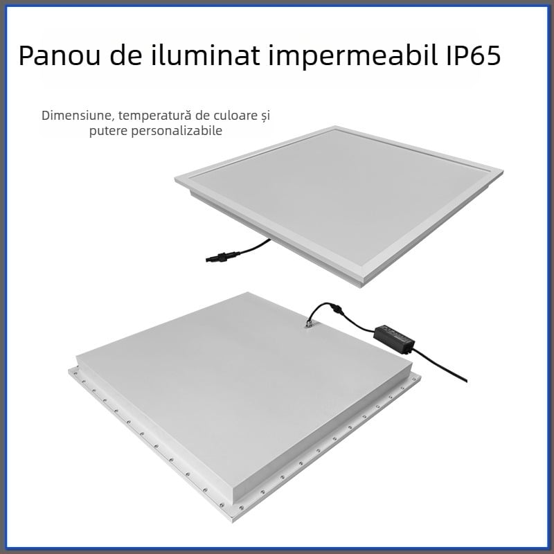 LED panou rezistent la apă IP65/IP54, la praf și umezeală, panou plat 600x600, montaj în tavan, iluminare directă integrată