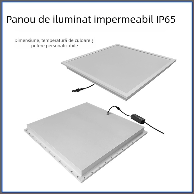 LED panou rezistent la apă IP65/IP54, la praf și umezeală, panou plat 600x600, montaj în tavan, iluminare directă integrată