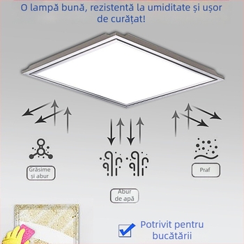 Panou LED de plafon ultra-subțire, iluminare laterală, 300×300 mm, încastrat într-un panou din aluminiu