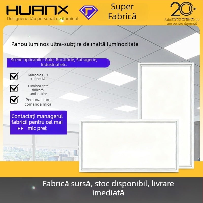 Lampă LED panou pentru tavan 300×450 mm și 450×900 mm, panou din aluminiu cu iluminare directă