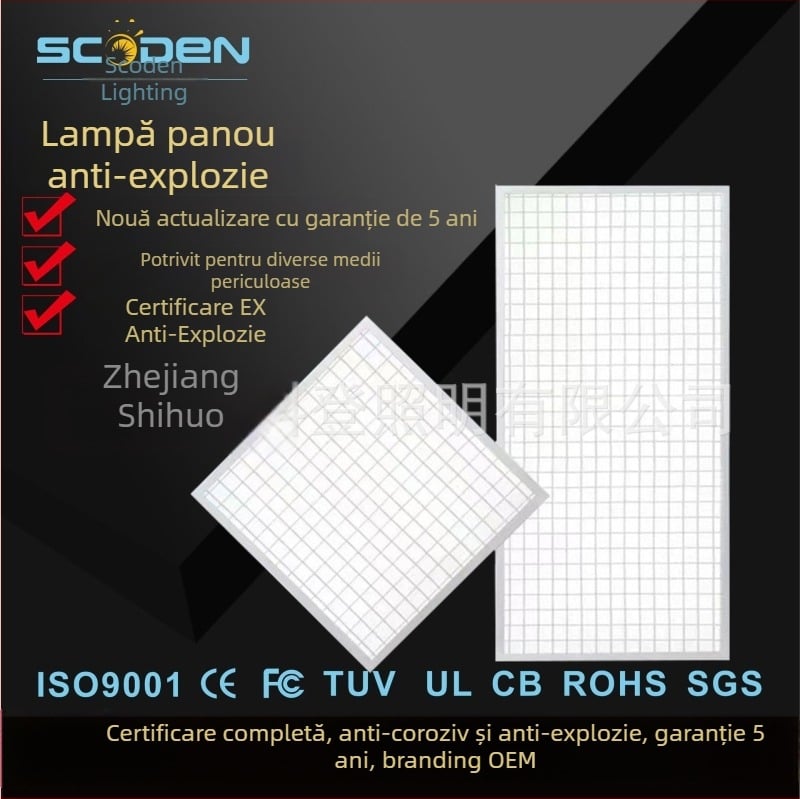Panou LED rezistent la explozie încastrat, cu plasă metalică din fier, 30×30 cm și 60×60 cm
