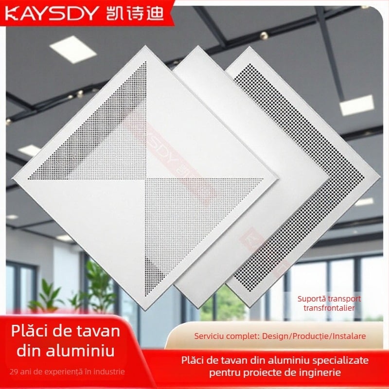 Plăci de tavan din aluminiu 600x600 pentru proiecte inginerești, plăci de tavan antibacteriale integrate, pătrate, pentru școli, birouri și spitale