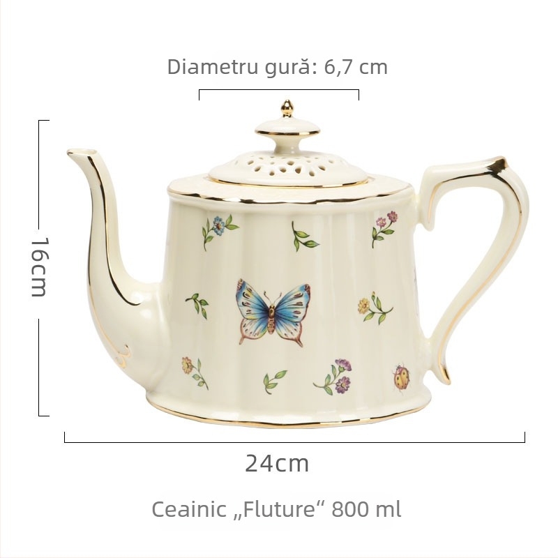 Set de cafea crem în stil european retro cu cești și farfurioare ceramice franțuzești pentru ceaiul de după-amiază