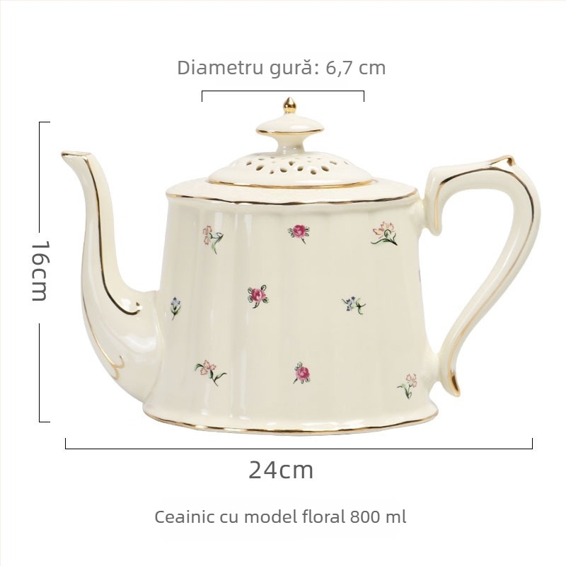 Set de cafea crem în stil european retro cu cești și farfurioare ceramice franțuzești pentru ceaiul de după-amiază