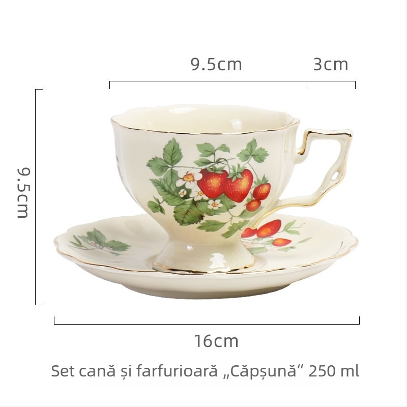 Set de cafea crem în stil european retro cu cești și farfurioare ceramice franțuzești pentru ceaiul de după-amiază