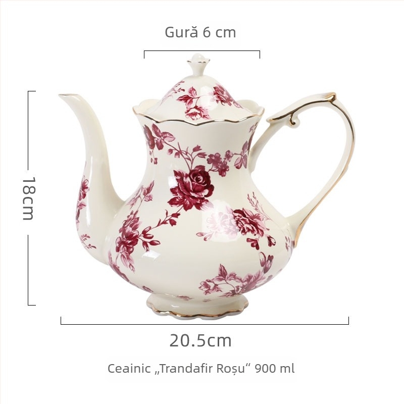 Set de cafea crem în stil european retro cu cești și farfurioare ceramice franțuzești pentru ceaiul de după-amiază